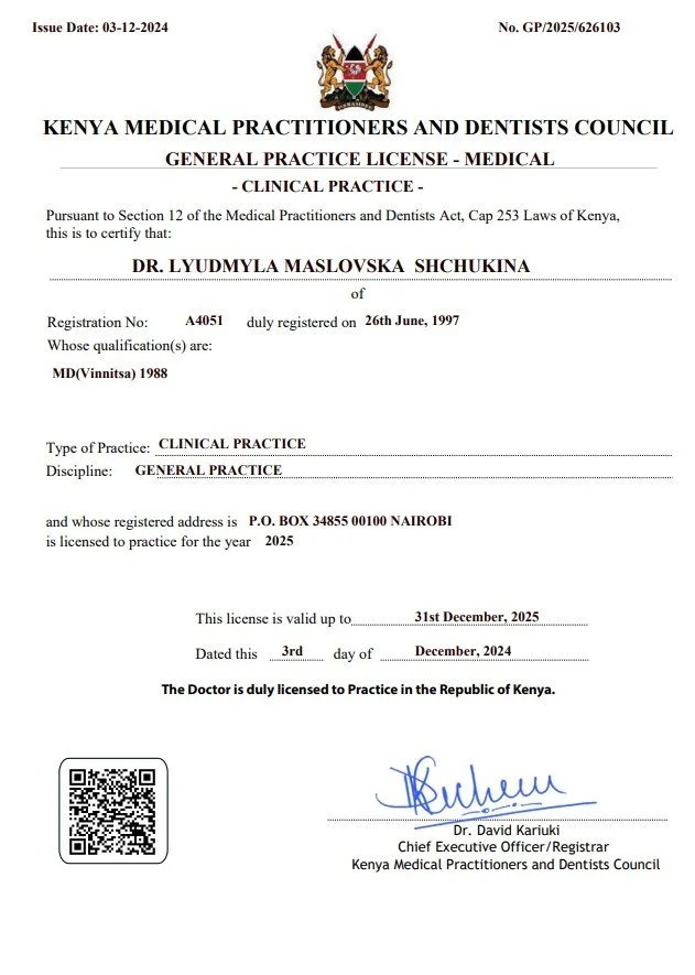 Official Medical Practice License